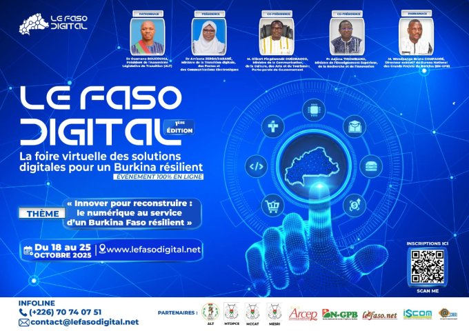 Le Faso Digital 2025&nbsp;: La première Foire virtuelle des solutions digitales pour un Burkina Faso résilient aura lieu du 18 au 25 octobre 2025